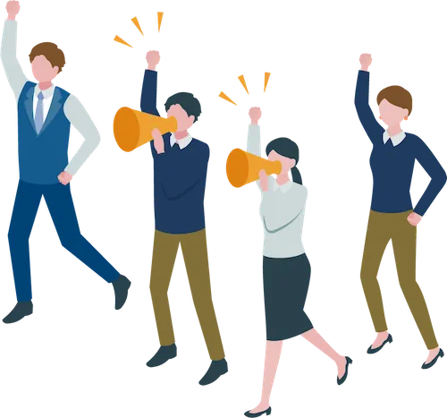 お問い合わせするスタッフたち