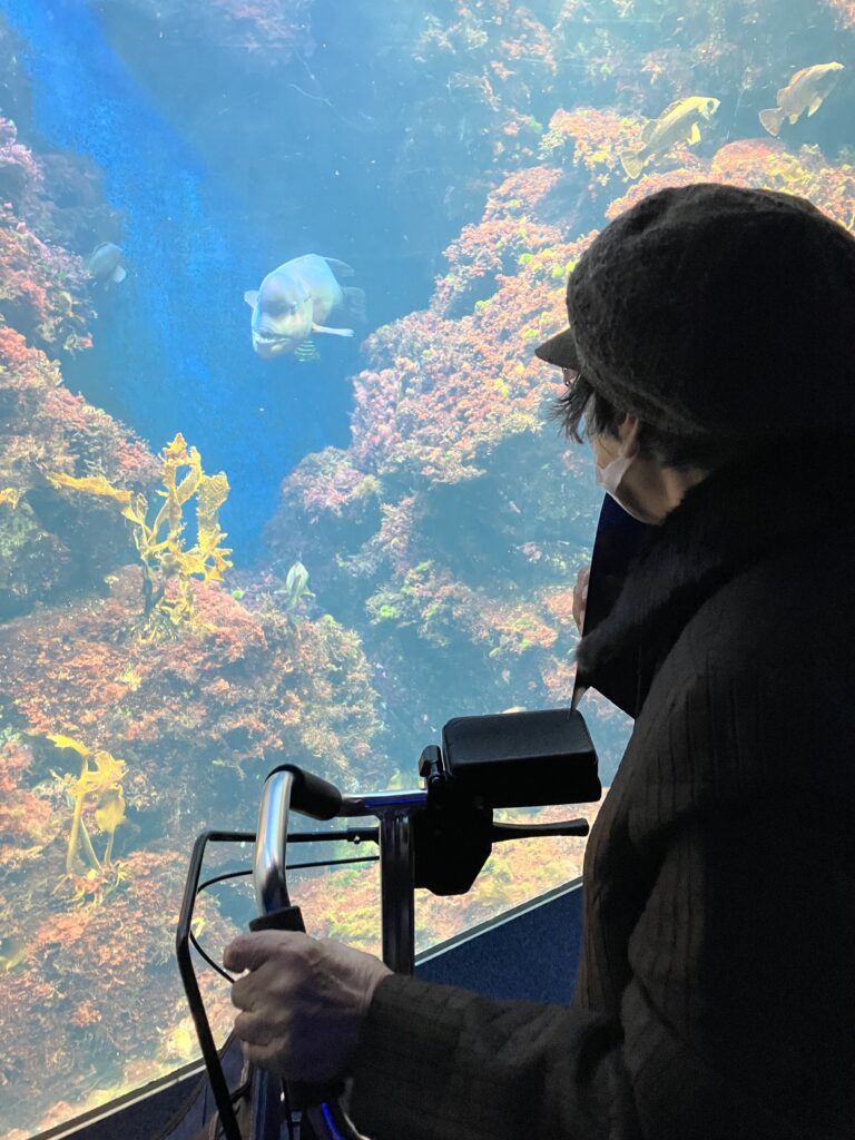 水族館を楽しむ女性