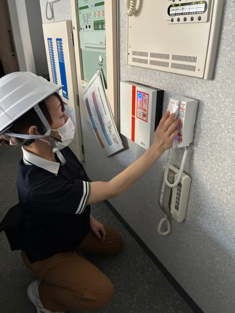 初めての避難訓練の様子