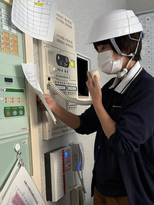 初めての避難訓練の様子