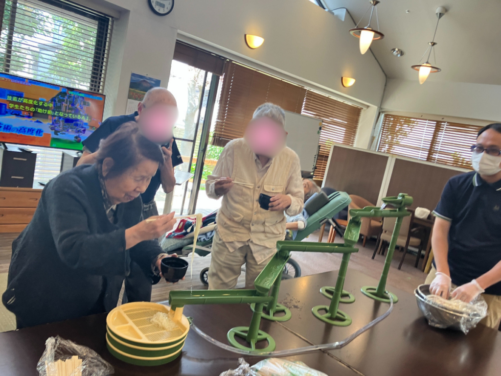 流しそうめんレクリエーション