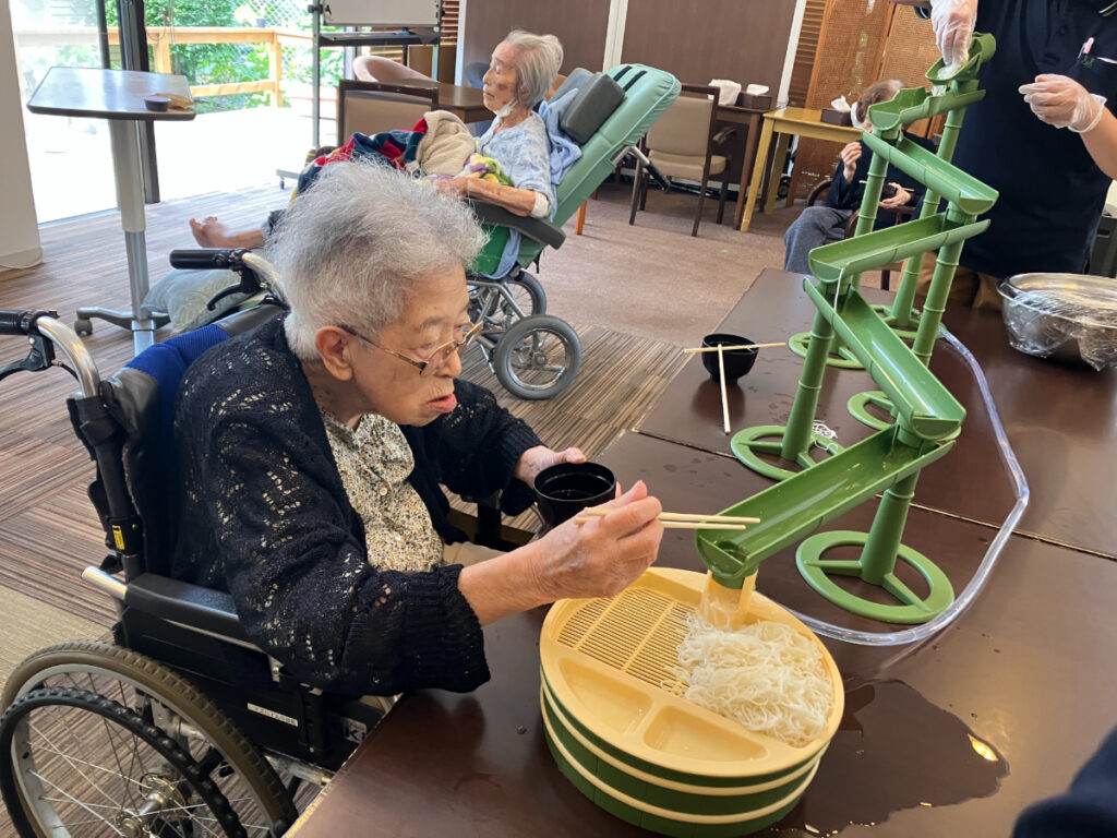 流しそうめんレクリエーション