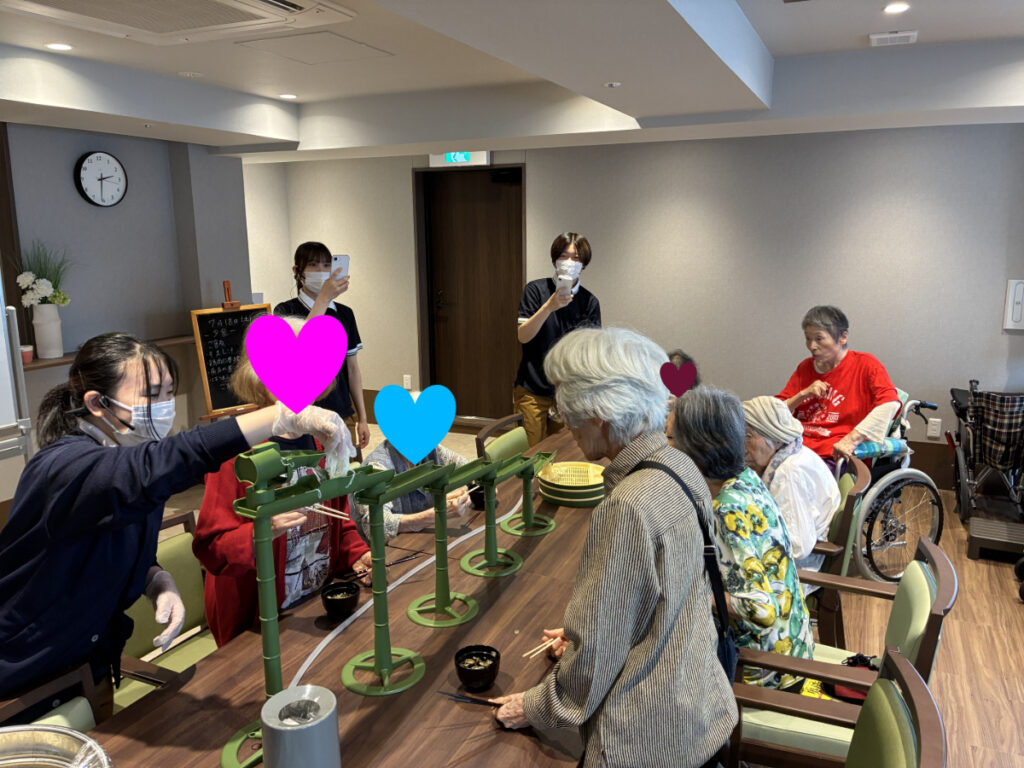 流しそうめんレクリエーション
