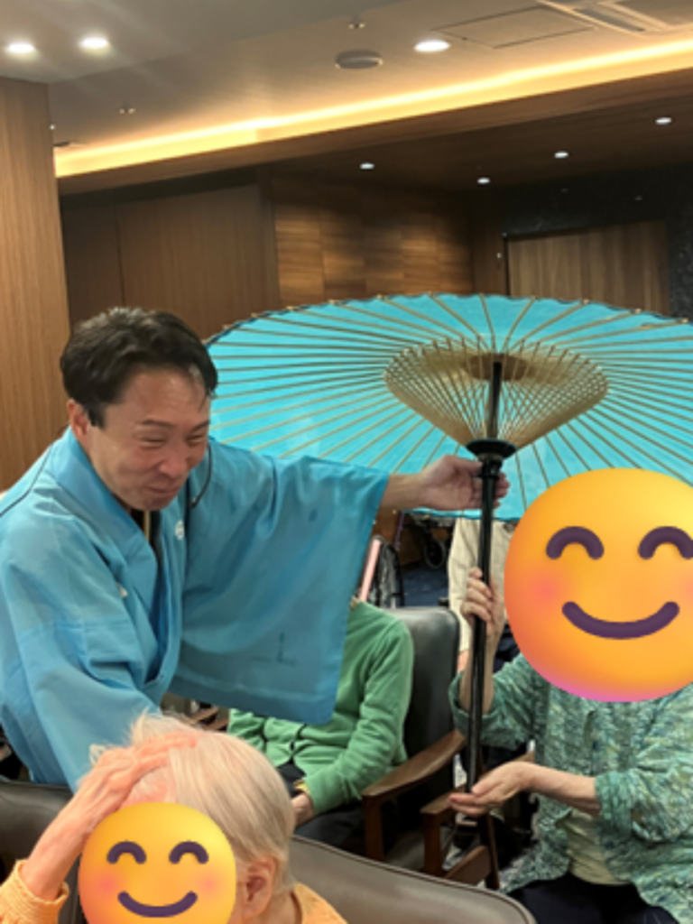 傘と記念撮影
